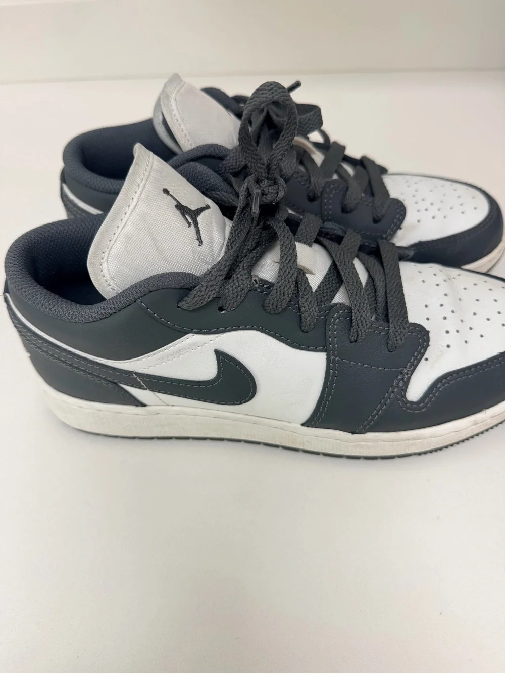 Jordan Kids Low Top Sneakers in White and Dark Gray